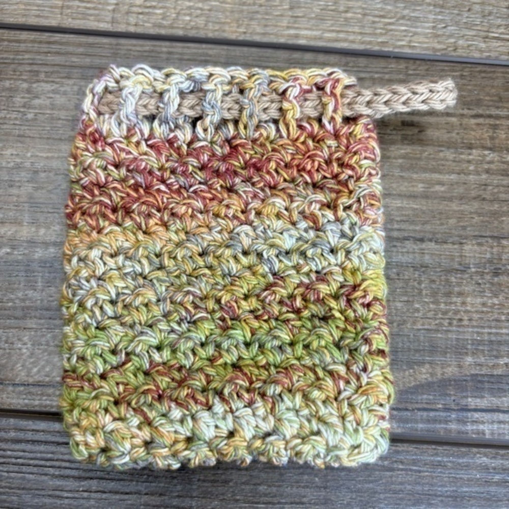 Handmade Crochet Soap Saver Bag Cotton Handcrafted Exfoliating Drawstring Pouch